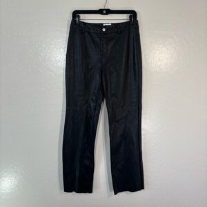 Princess Polly Macy Faux Leather High Waist Straight Leg Pants Black Size 6